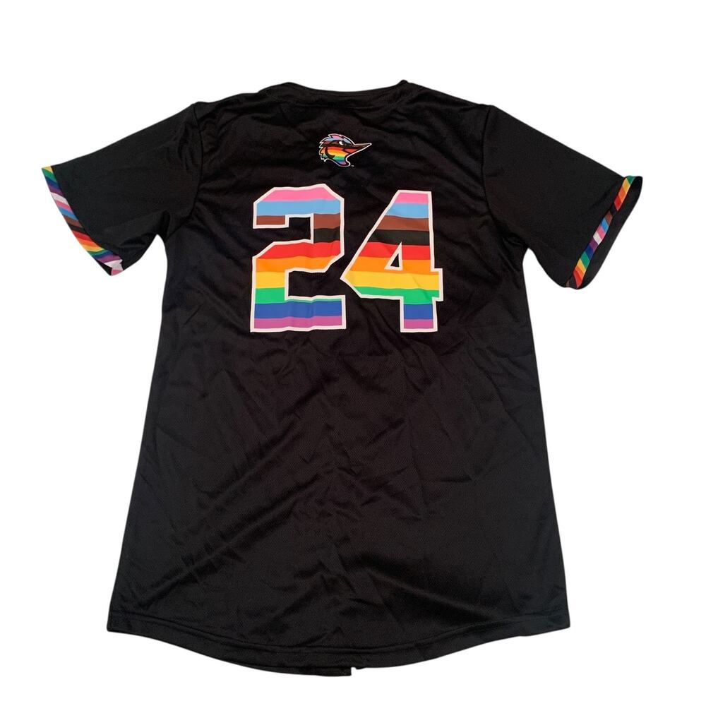 Success Brand Adult Men's Size M MiLB Fayetteville Woodpeckers #24 Mesh Jersey - Picture 13 of 14